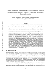 QuantCode-Bench: A Benchmark for Evaluating the Ability of Large Language Models to Generate Executable Algorithmic Trading Strategies thumbnail