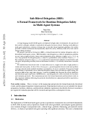 Safe Bilevel Delegation (SBD): A Formal Framework for Runtime Delegation Safety in Multi-Agent Systems thumbnail