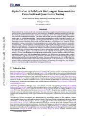 AlphaCrafter: A Full-Stack Multi-Agent Framework for Cross-Sectional Quantitative Trading thumbnail